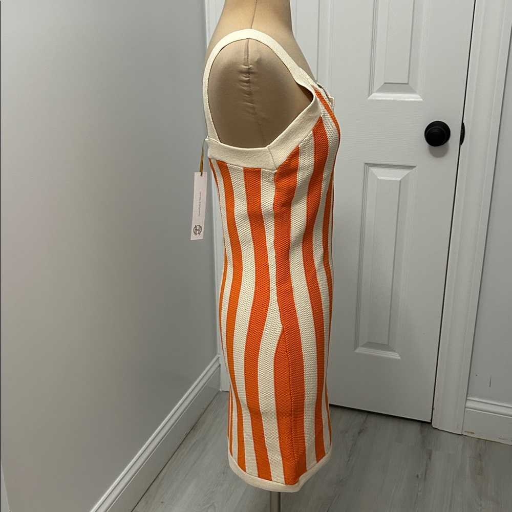 House of Harlow 1960 Knit Striped Tank Dress Orange Beige - Picture 3 of 7